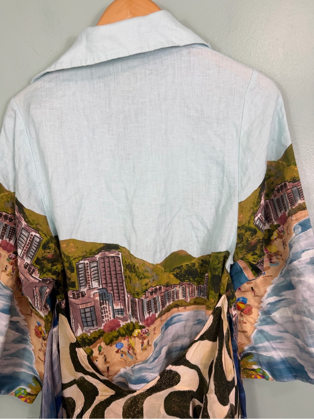 Farm Rio Copacabana Beach Linen Cover Up Dress Artsy Vacation Shirtdress Mini XS - Picture 7 of 7